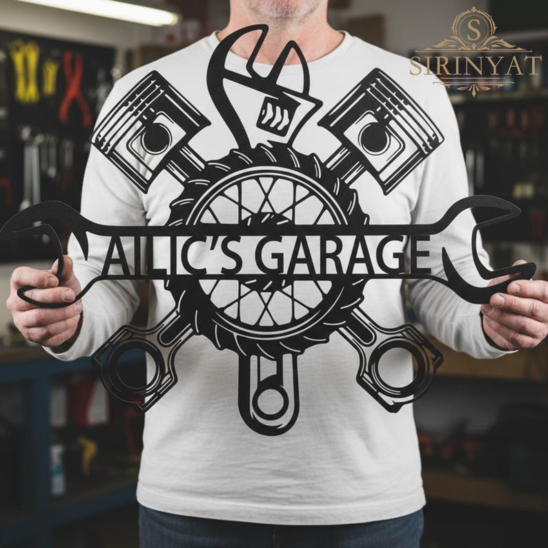 Custom Garage Name Metal Sign,Personalized Workshop Name Sign ,Car Mechanic Repair,Metal Decor,Name Metal Art for Garage,Garage Name Sign image 2