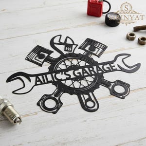 Custom Garage Name Metal Sign,Personalized Workshop Name Sign ,Car Mechanic Repair,Metal Decor,Name Metal Art for Garage,Garage Name Sign image 3