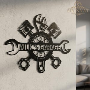 Custom Garage Name Metal Sign,Personalized Workshop Name Sign ,Car Mechanic Repair,Metal Decor,Name Metal Art for Garage,Garage Name Sign image 5