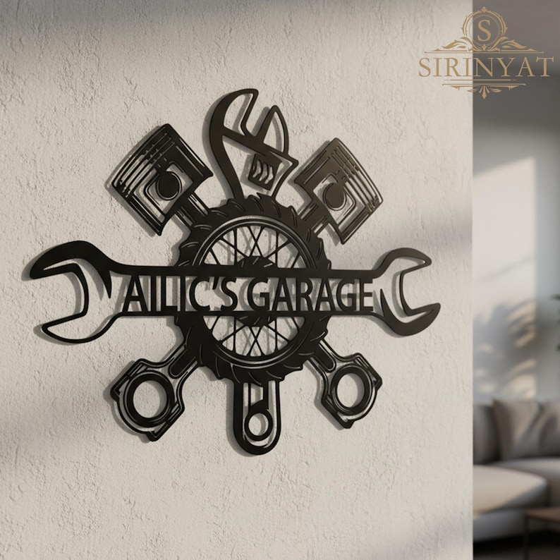 Custom Garage Name Metal Sign,Personalized Workshop Name Sign ,Car Mechanic Repair,Metal Decor,Name Metal Art for Garage,Garage Name Sign image 5