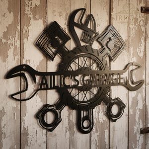 Custom Garage Name Metal Sign,Personalized Workshop Name Sign ,Car Mechanic Repair,Metal Decor,Name Metal Art for Garage,Garage Name Sign image 6