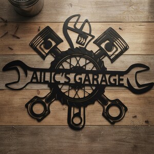 Custom Garage Name Metal Sign,Personalized Workshop Name Sign ,Car Mechanic Repair,Metal Decor,Name Metal Art for Garage,Garage Name Sign image 7