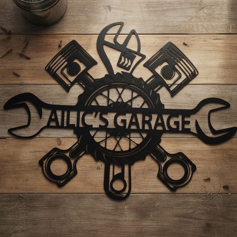 Custom Garage Name Metal Sign,Personalized Workshop Name Sign ,Car Mechanic Repair,Metal Decor,Name Metal Art for Garage,Garage Name Sign image 7