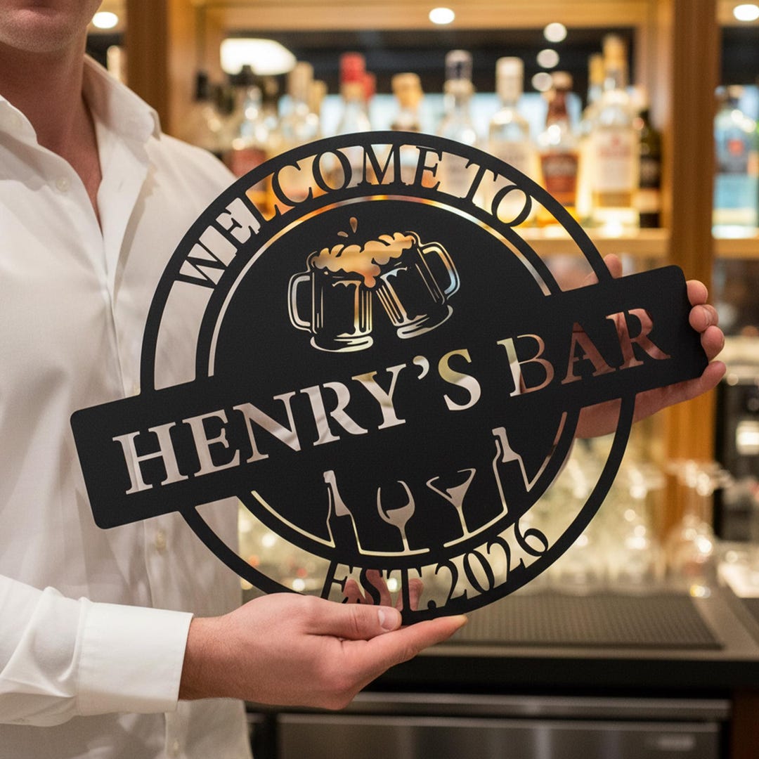 Personalized Bar Metal Sign, Custom Bar Name Plaque, Welcome to Bar ...