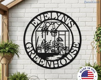 Personalized Garden Greenhouse MetalSign,Custom Greenhouse&Floral Metal Sign,Botanical Garden Personalized Sign,Rustic Greenhouse Wall Decor