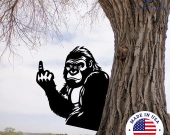 Funny Outdoor Bigfoot Metal Sign,Savage Sasquatch Flipping the Bird,Rustic Iron Wall Art for Cabin,Garden or Man Cave,Outdoor Patio Decor