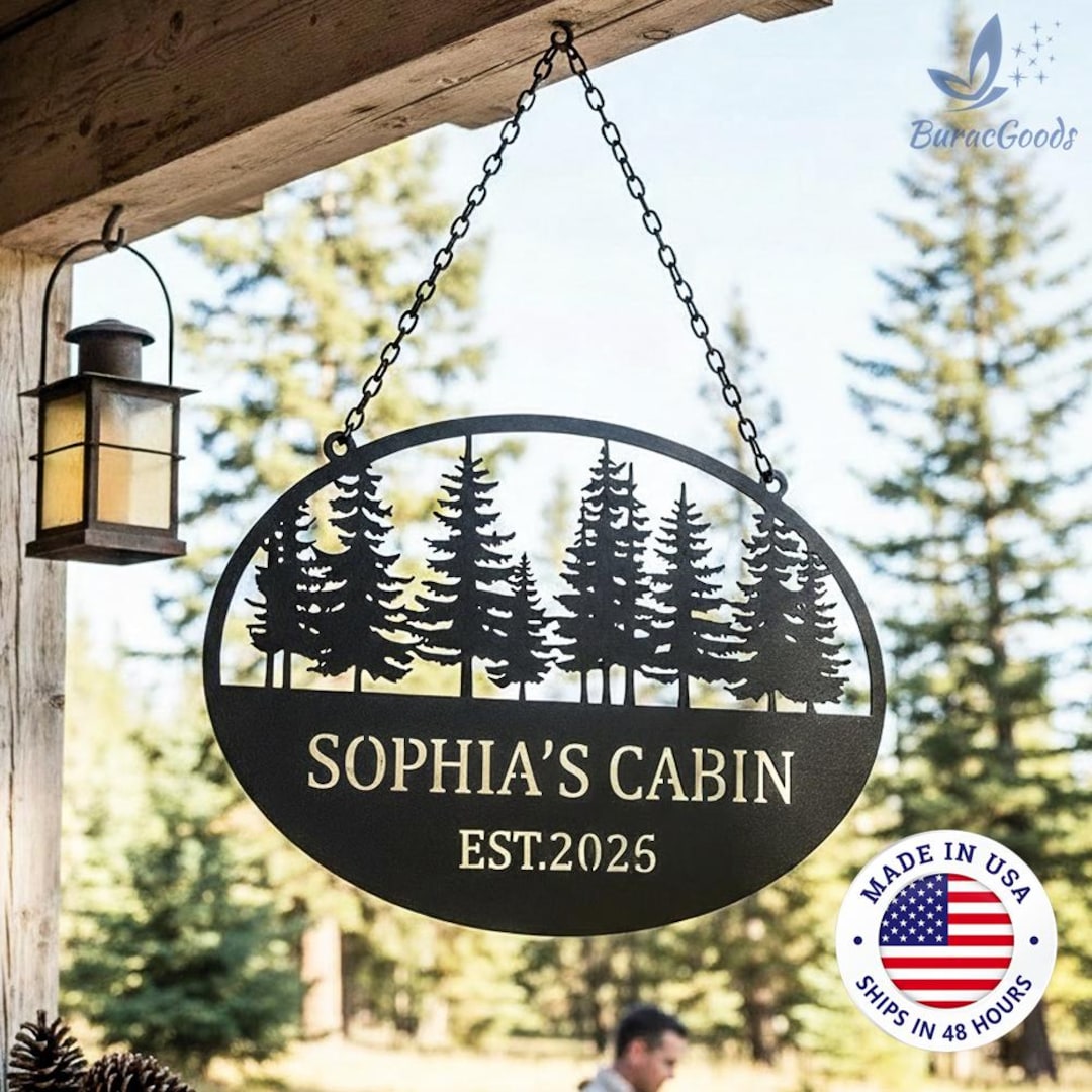 Mountainside Inn Sign Personalized Family Mountain Lodge Sign,pine Tree Family Lodge Sign ...