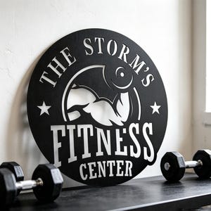 Custom Gym Metal Wall Sign, Personalized Fitness Center Name Wall Decor, Motivational Workout Room Art for Home Gym, Gift for Fitness Lovers