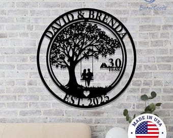 Anniversary Gift for Parents,Custom Wedding Sign, Custom Metal Wall Art, Personalized Elegant Anniversary Decor, Gift for Couple