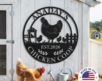 Custom Farm & Barn Metal Sign,Rustic Personalized Chicken Coop Plaque,Farm Fresh Eggs Metal Sign,Country Homestead Metal Wall Art,Hen House