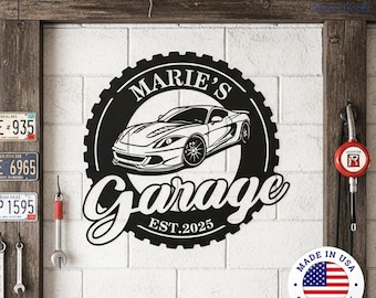 Metal Art for Garage Wall,Custom Garage Shop Sign,Rustic Metal Garage Sign,Industrial Garage Decor Sign,Personalized Metal Art for Workshop
