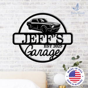 Custom Metal Garage Sign Personalized with Name,Unique Father’s Day Gift for Dad,Mechanic Wall Art,Man Cave Decor,Garage Metal Plaque