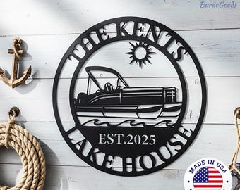 Personalized Dock Sign&Lakeside Cabin Wall Art,Custom Lake House Metal Sign,Rustic Lakeside Cabin Wall Art,Yacht Club Sign,Nautical MetalArt