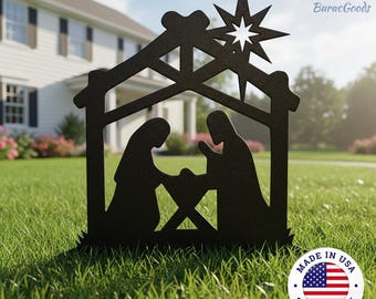 Holy Family Metal Yard Sign,Outdoor Christmas Yard Art,Religious Holiday Display for Garden,Christmas Nativity Scene,Metal Holy Family Sign