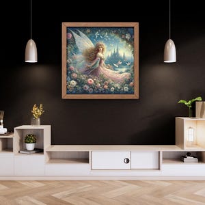 Fairy Garden | Fairytale Aesthetic, Fairy Home Decor, Cottagecore, Whimsical Wall Art, Woodland Fairies Painting, Floral Fairy, Home Decor