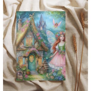 Greeting Cards, Fairy Cottage, Digital Fairy, Stationery Set, Note Cards, Blank, Just Because Cards, Fairy Lover Gift, Postcard, 5 x 7