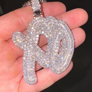 VVS1 Moissanite XO Pendant Necklace: Iced Out Sterling Silver