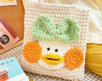 Patrón digital / Bolso de crochet con forma de patito / Bolso bandolera hecho a mano / Bolso para Airpods / Navidad y cumpleaños