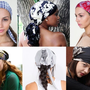 Red Head Covering, Cotton Headscarfs, Pre Tied Style Head Scarves for Women, Gifts for Her image 5