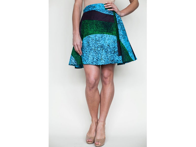 Ankara Short Mini Flare Wrap Skirt Boho Style Cotton African Print Fashion zdjęcie 4