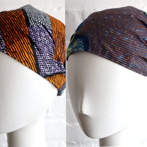 REVERSIBLE HEADBAND, Elastic Back African print hair band, stretchy elastic back bandana style wide head cover headbands, women's image 1