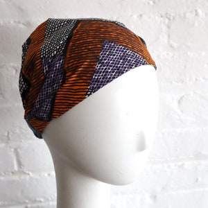 REVERSIBLE HEADBAND, Elastic Back African print hair band, stretchy elastic back bandana style wide head cover headbands, women's image 3