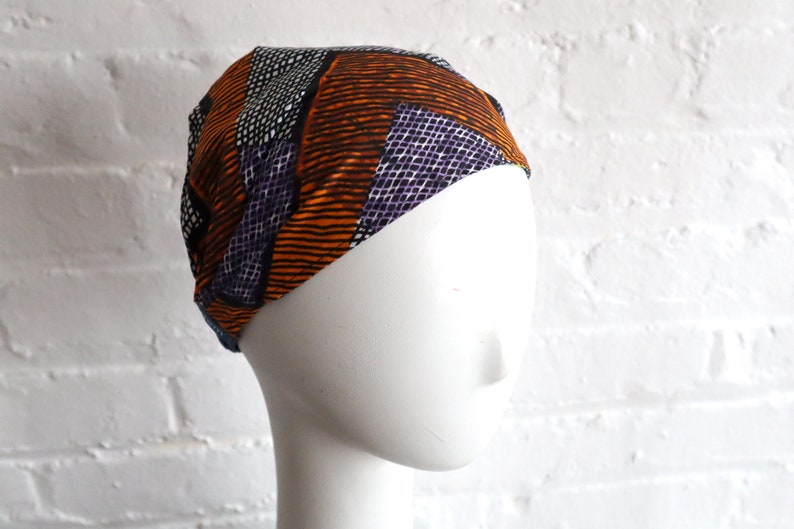 REVERSIBLE HEADBAND, Elastic Back African print hair band, stretchy elastic back bandana style wide head cover headbands, women's image 3