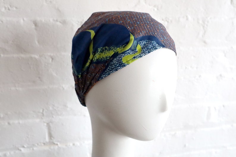 REVERSIBLE HEADBAND, Elastic Back African print hair band, stretchy elastic back bandana style wide head cover headbands, women's image 2