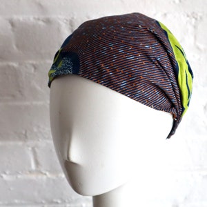 REVERSIBLE HEADBAND, Elastic Back African print hair band, stretchy elastic back bandana style wide head cover headbands, women's image 4