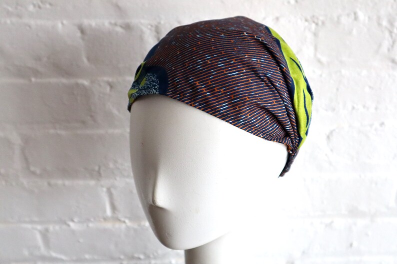 REVERSIBLE HEADBAND, Elastic Back African print hair band, stretchy elastic back bandana style wide head cover headbands, women's image 4