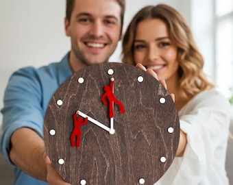 Romantische Paar-Wanduhr: Moderne Birkenholz-Wanduhr