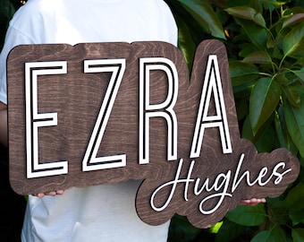 Layered Wood Name Sign: Custom Nursery Decor