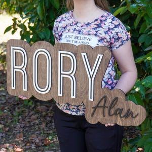 3D Wooden Outline Name Sign, Personalized Name Plaque, Nursery Baby Name Sign, Kid Room Decor, Unique Handcrafted Name Sign, Custom Wall Art
