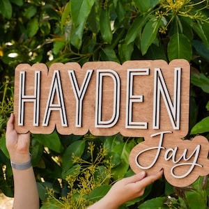 Baby Name Sign For Nursery Boy/Girl, Custom Baby Name Sign, Layered Name Signs, Newborn Baby Boy/Girl Large Name Signs, Baby Shower Gift