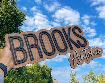 Custom Layered Wood Name Sign: Nursery Decor