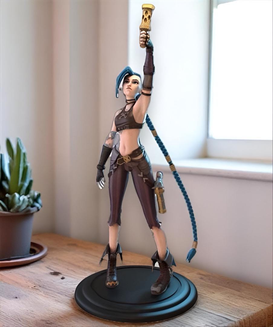 Jinx Bust – 3D Printed League of Legends Collectible | Hand-Painted Game Figure