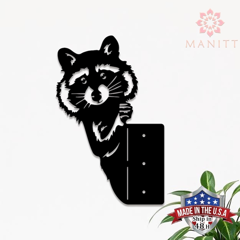 Metal Racoon Panel Cute Raccoon Peek-a-boo Metal Sign,funny Raccoon Gift, Raccoon Metal ...