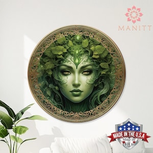 Garden Guardian,Green Woman Metal Sign, FLAT Sign, Wall Art Decor, Outdoor Decor, Indoor Signs, Metal Decor,Nature Lover&#39;s Wall Art Decor