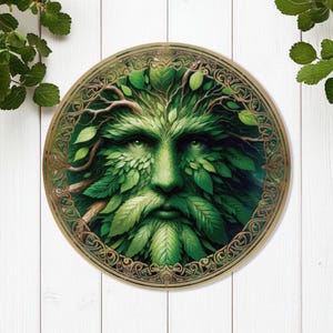 Garden Guardian,Green Man Metal Sign, FLAT Sign, Wall Art Decor, Outdoor Decor,Forest Guardian, Metal Decor,Nature Lover&#39;s Wall Art Decor
