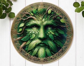 Garden Guardian,Green Man Metal Sign, FLAT Sign, Wall Art Decor, Outdoor Decor,Forest Guardian, Metal Decor,Nature Lover's Wall Art Decor