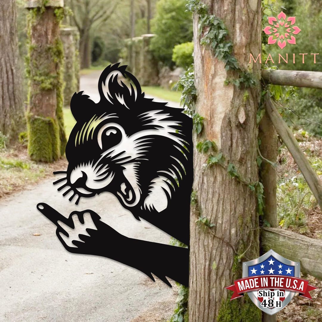 Squirrel Rave Sign Funny Squirrel Metal Sign,middle Finger Squirrel Art,outdoor Rude Humor ...