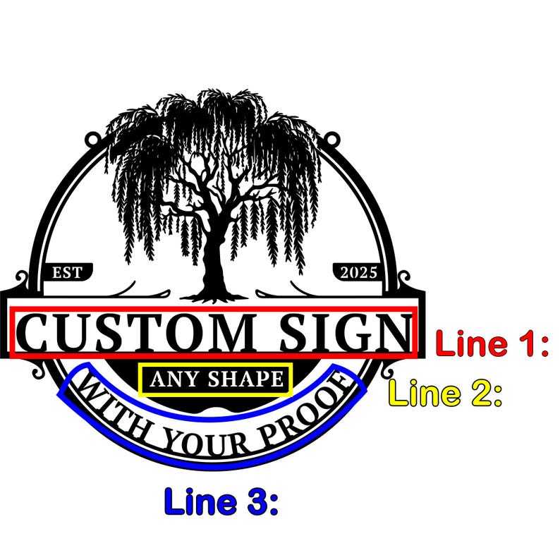 Custom Weeping Willow Metal Sign, Wall Art Decor, Personalized Date & Text Home Decor, Tree - Themed Wall Art , Wedding/Anniversary Gift image 4