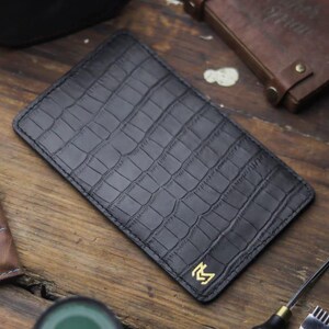 Porta carte Croco BI-Fold Nero