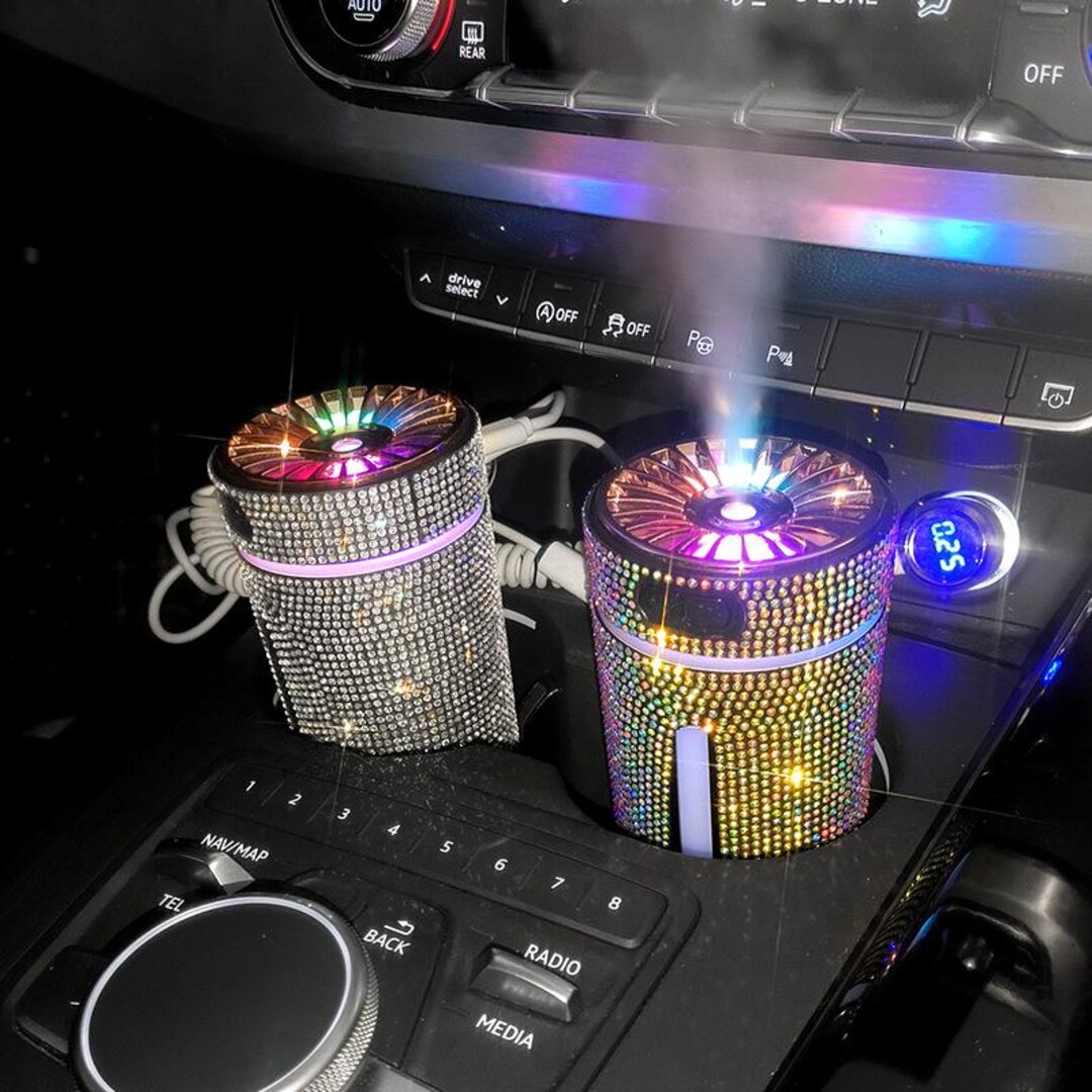 Luxury Diamond Car Humidifier LED Light Car Diffuse Auto Air Purifier ...