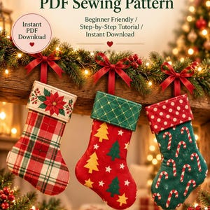 Modello per cucire una calza di Natale – Disegni patchwork facili (file PDF)