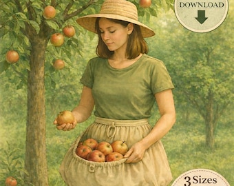 Patrón de costura para delantal de cosecha – Ideal para principiantes, con bolsillos con cordón (Patrón en PDF)