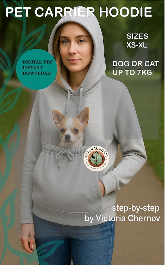 Pet Carrier Hoodie Sewing Pattern – Kangaroo Pouch Sweatshirt (PDF)