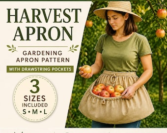 Harvest Apron Sewing Pattern – Beginner Friendly, Drawstring Pockets (PDF Pattern)