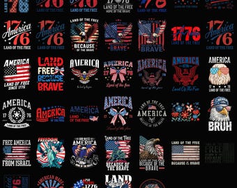 Estados Unidos 1776 PNG, paquete de imágenes prediseñadas patrióticas de EE. UU., diseño de la tierra de la libertad, bandera estadounidense PNG, archivo de sublimación del Día de la Independencia