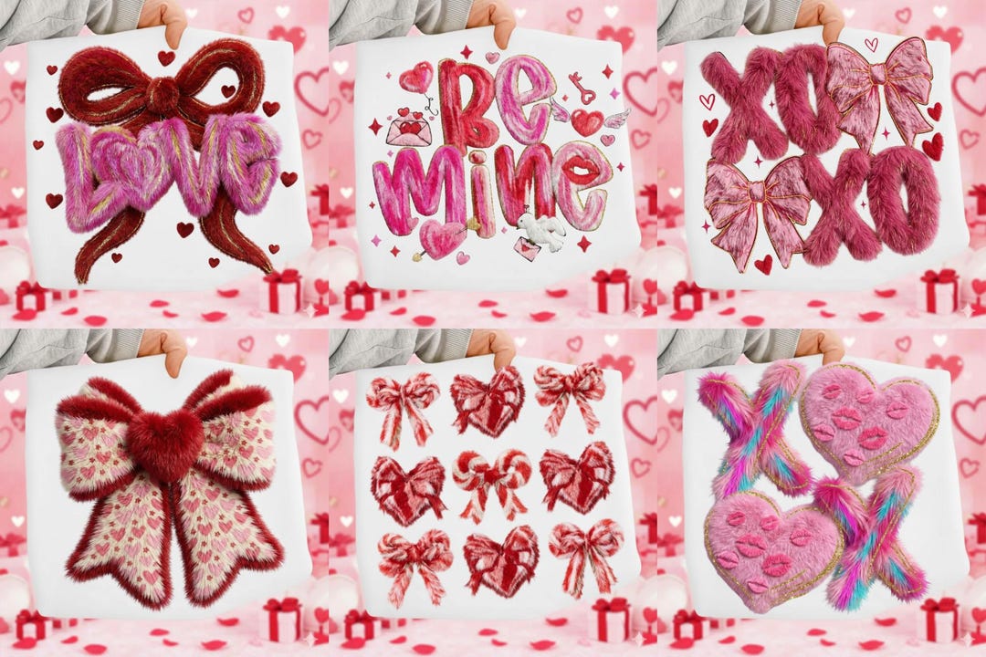 10 Latch Hook Yarn Valentines Day Png Bundle, Valentine Png, Valentines ...
